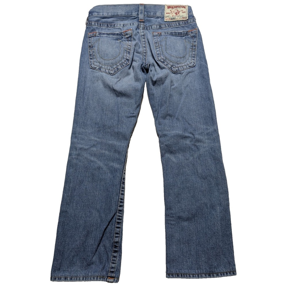 TRUE RELIGION BOBBY BAGGY Men 30 (Seat 34) Distressed Blue Jeans Made In USA‎